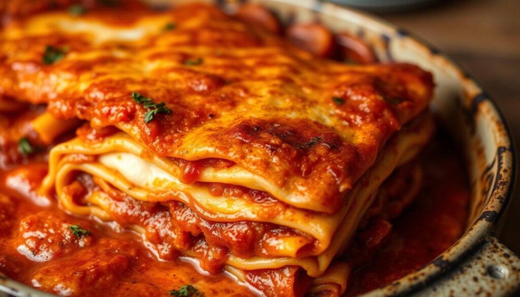 Lasagna with good sauce moisture balance