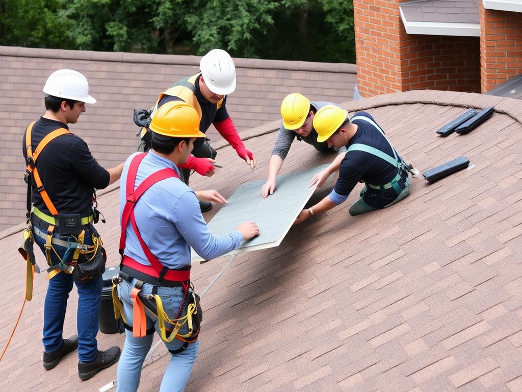 Professional Chicago roofing team at work Professional Chicago roofing team at work