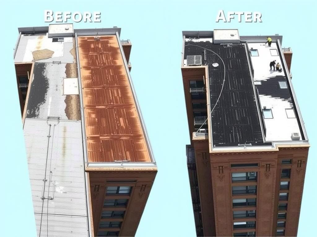 Roof replacement project in progress in New York
