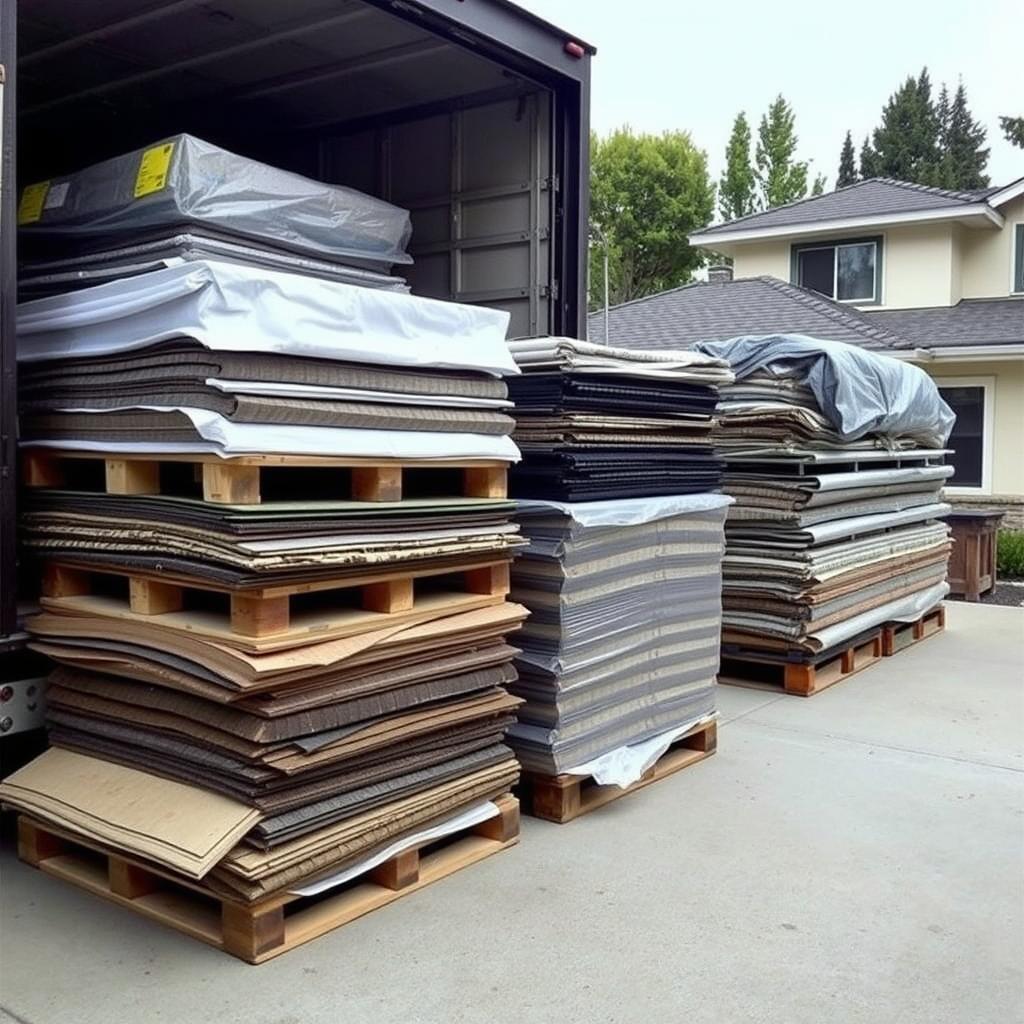 Roofing materials being delivered to Sacramento job site