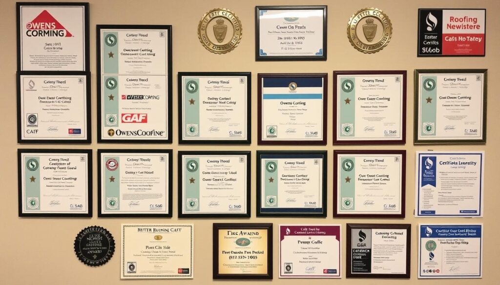 Sacramento roofing company certification badges and awards