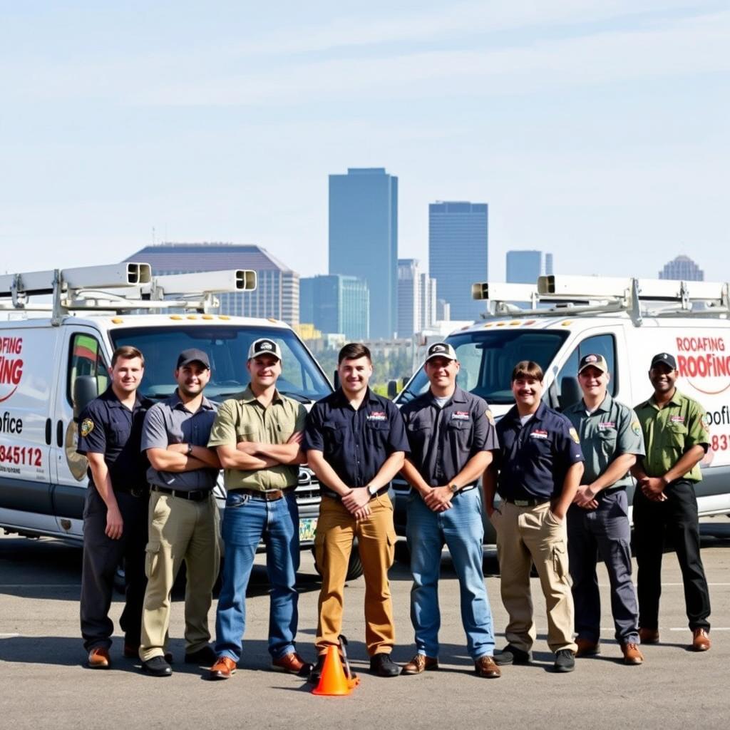 Sacramento roofing team with trucks and equipment