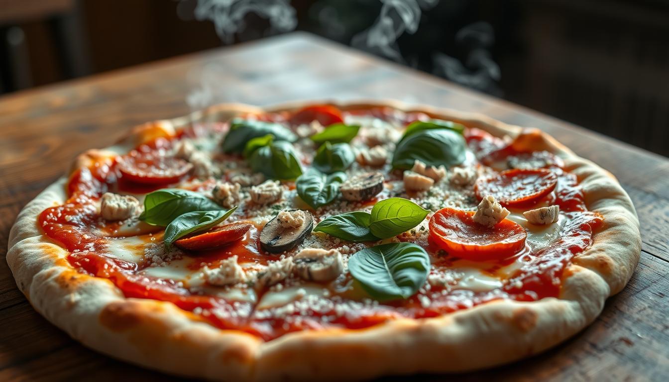 cooking pizza