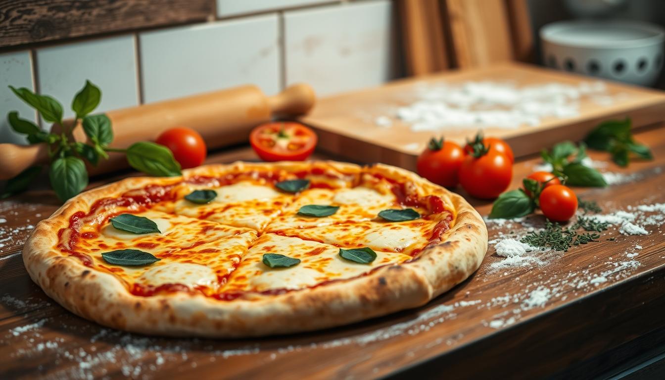 cooking pizza