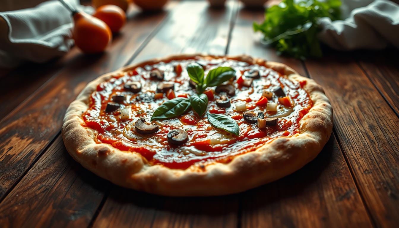cooking pizza